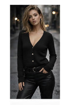 Gilet Élégance Texturée Boutonnée # - Noir