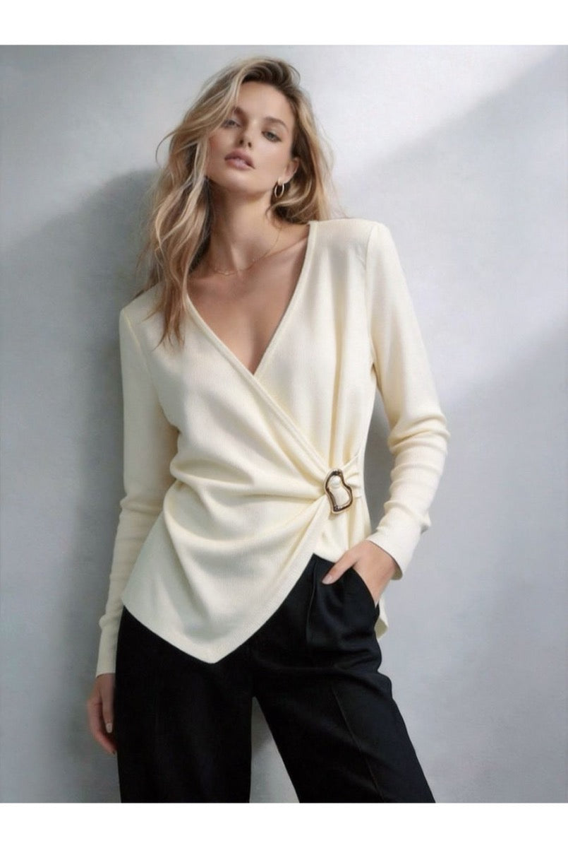 Cache-Cœur En Maille Élégant Structuré Moderne - Beige