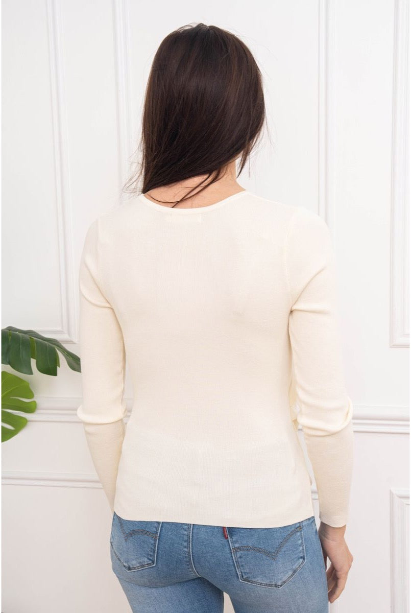 Cache-Cœur En Maille Élégant Structuré Moderne - Beige