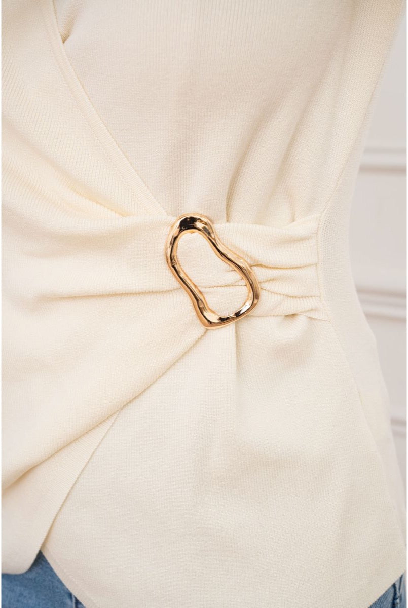 Cache-Cœur En Maille Élégant Structuré Moderne - Beige