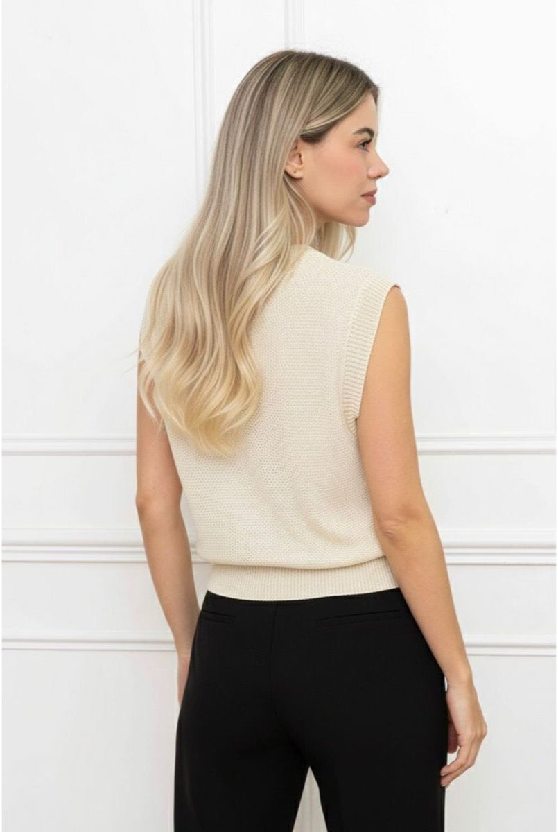 Top Sans Manches Élégant Texturé - Beige