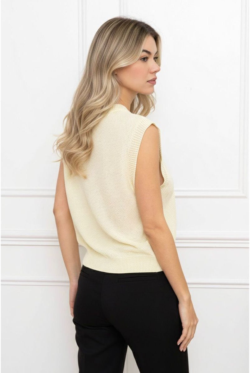 Top Sans Manches Élégant Texturé - Jaune