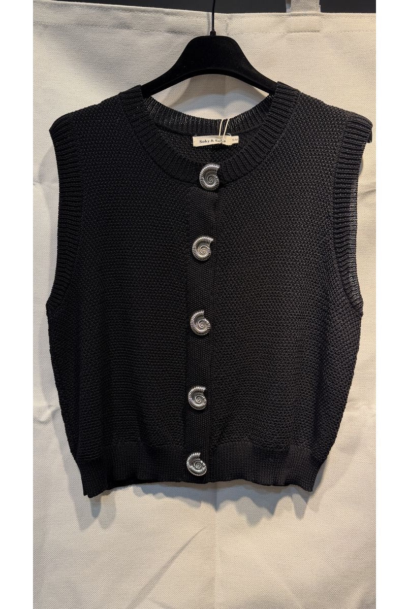 Top Sans Manches Élégant Texturé - Noir