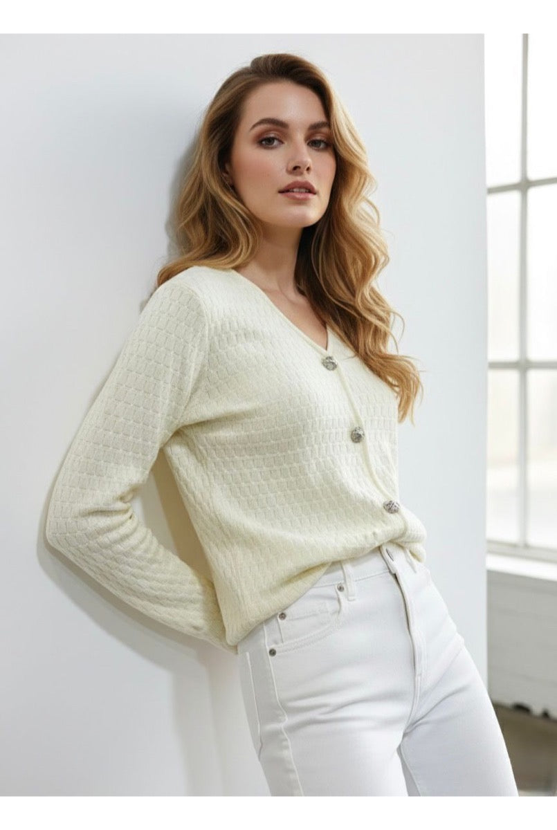 Gilet Élégance Texturée Boutonnée - Jaune