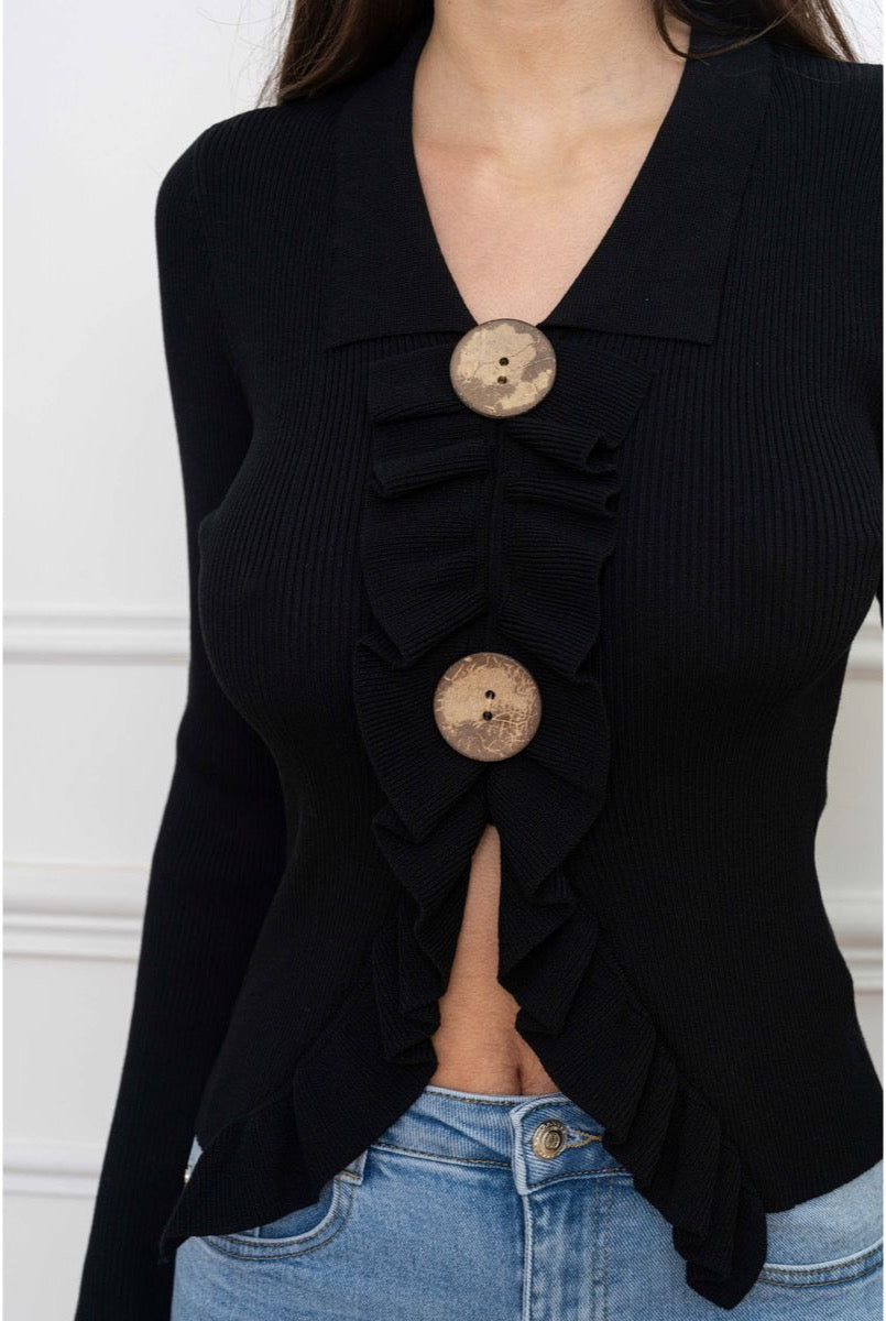 Pulls Élégant Structuré Détails Raffinés - Noir