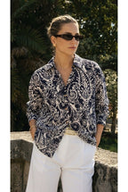 Chemise Imprimée Fluide Esprit Graphique - Bleu