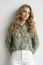 Chemise Imprimée Fluide Esprit Graphique - Vert
