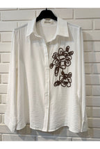 Chemise Fluide Broderie Artistique Élégante - Blanc