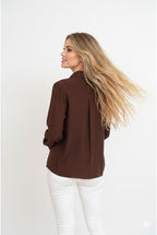Chemise Fluide Broderie Artistique Élégante - Brun