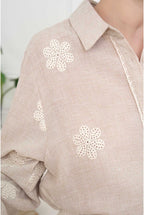 Chemise Broderies Florales Delicates - Beige