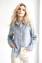 Chemise Broderies Florales Delicates - Bleu