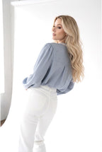 Blouse Broderie Ethnique Rafinee - Bleu