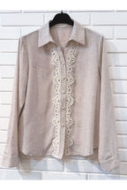 Chemise fluide détails dentelle élégants - Taupe