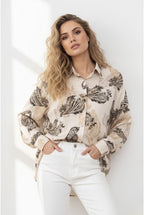 Chemise Fluide Imprimé Cachemire Élégant - Beige