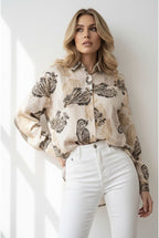 Chemise Fluide Imprimé Cachemire Élégant - Beige