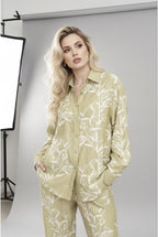 Chemise Fluide Imprimé Feuillage Moderne - Vert