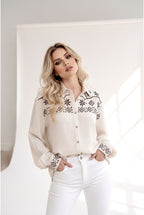 Chemise Brodée Motifs géométriques Élégants - Brun
