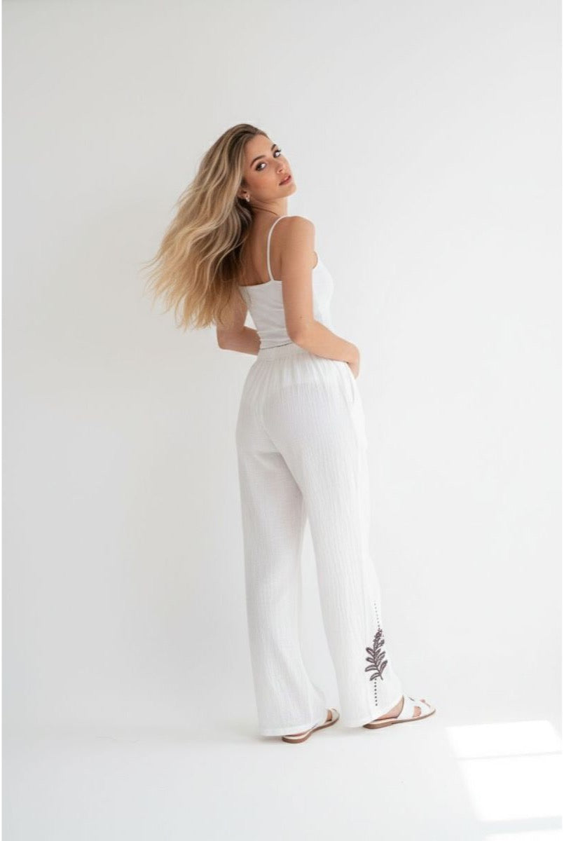 Pantalon Brodé Combinable Blouse 7027 - Brun