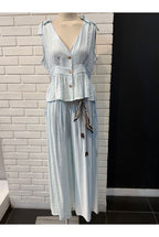 Top fluide noué épaules style romantique - Bleu