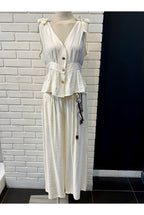 Top fluide noué épaules style romantique - Écru
