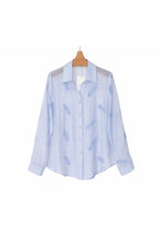 Chemise fluide broderie légère deux couleurs - Bleu