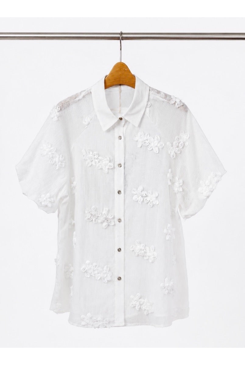 Chemise Flora brodée - Blanc