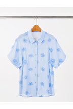 Chemise Flora brodée - Bleu ciel