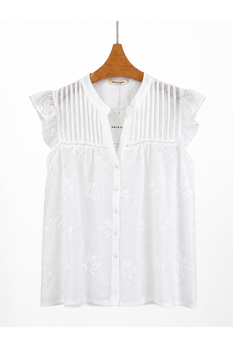 Blouse Lina brodée - Blanc
