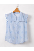 Blouse Lina brodée - Bleu ciel