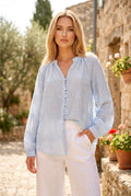 Chemise brodée légère charme deux couleurs - Bleu
