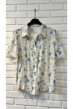 Chemise imprimée légère manches courtes chic - Bleu