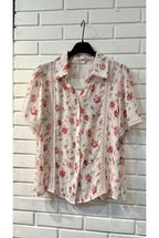 Chemise imprimée légère manches courtes chic - Rose