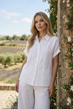 Chemise fluide dentelle élégance deux couleurs - Blanc