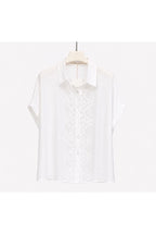 Chemise fluide dentelle élégance deux couleurs - Blanc