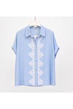 Chemise fluide dentelle élégance deux couleurs - Bleu