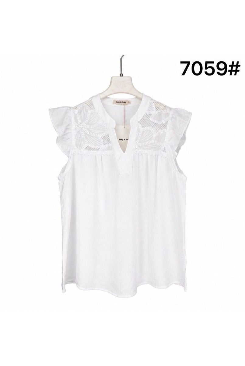 Top fluide dentelle élégance estivale - Blanc