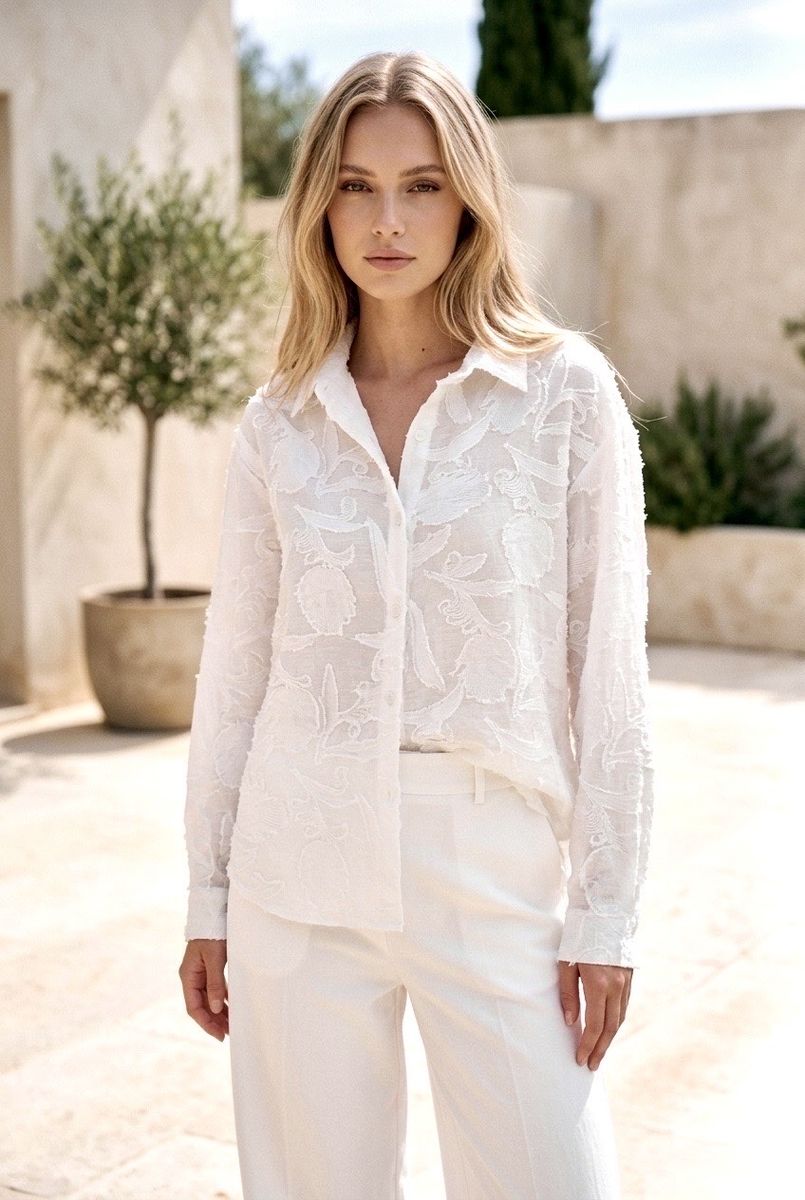 Chemise Texturée  Élégante - Blanc
