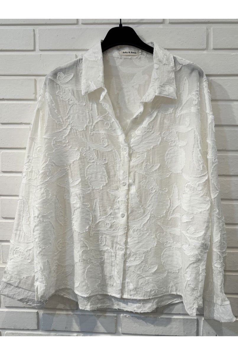 Chemise Texturée  Élégante - Blanc