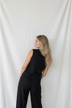 Gilet Sans Manches Chic Combiné Avec Pantalon — Réf. 829 - Noir