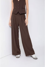 Pantalon Large Taille Haute Élégant Gilet — Réf. 828 - Marron