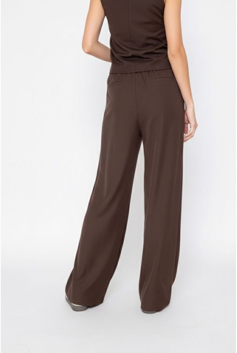Pantalon Large Taille Haute Élégant Gilet — Réf. 828 - Marron