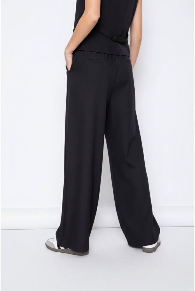 Pantalon Large Taille Haute Élégant Gilet — Réf. 828 - Noir