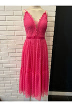 Robe Midi Romantique En Dentelle #3 - Fuchsia