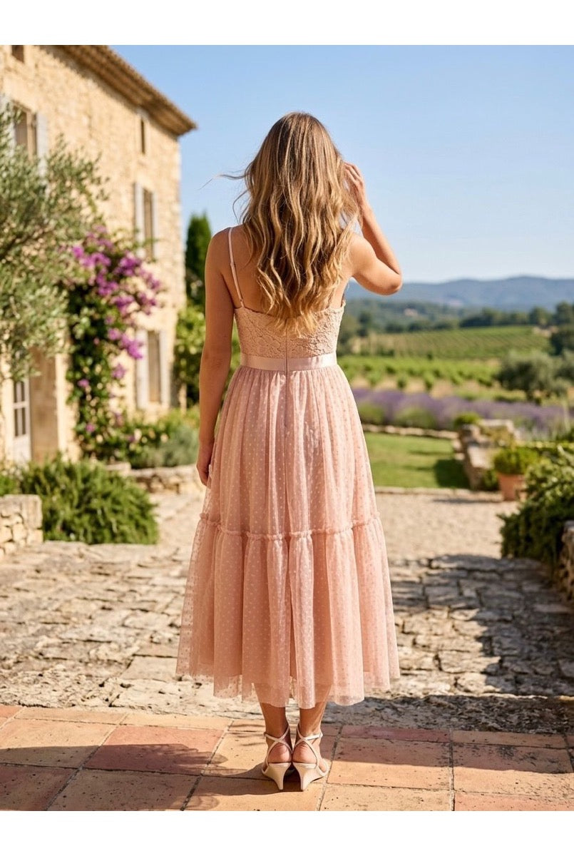Robe Midi Romantique En Dentelle #3 - Nude