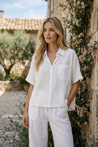 Chemise Bohème Fluide Lora Esprit Nature - Blanc