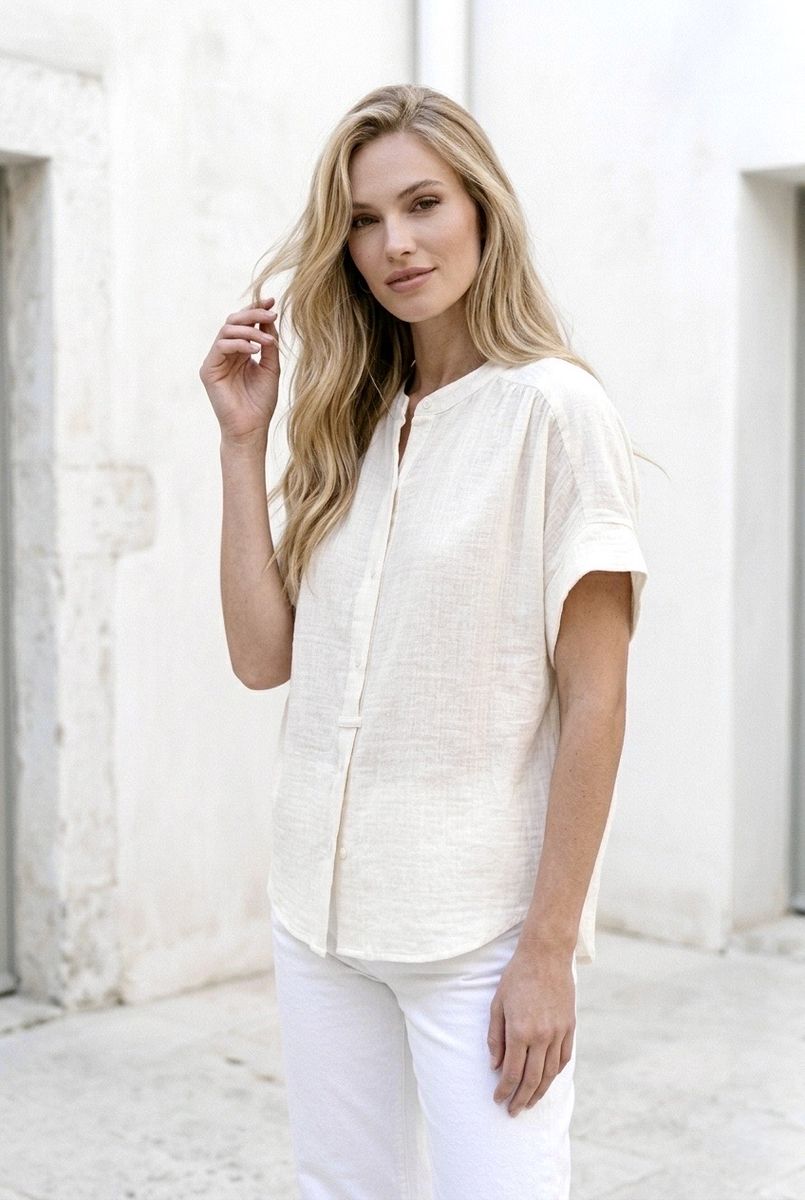 Chemise fluide manches courtes - Blanc