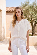 Chemise fluide manches courtes - Blanc