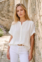 Chemise fluide manches courtes - Blanc