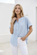 Chemise fluide manches courtes - Bleu