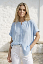 Chemise fluide manches courtes - Bleu